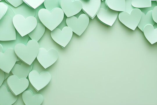 Seamless Background of green Paper Hearts