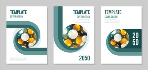 Obraz premium Cover templates for brochures, A4, pamphlets, booklets, cover designs, books, and brochure covers. background with circular ribbon
