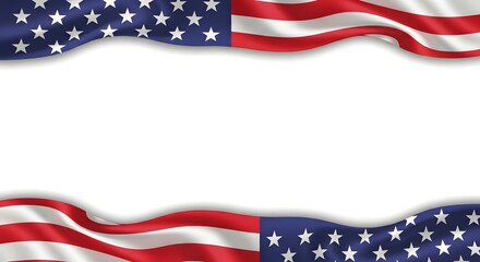 Fototapeta premium American flag border stars and stripes waving with white space