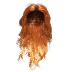 Naklejka premium 3D rendered long female curly hair isolated on a transparent background