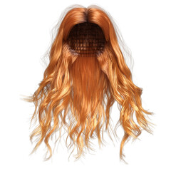 Fototapeta premium 3D rendered long female curly hair isolated on a transparent background