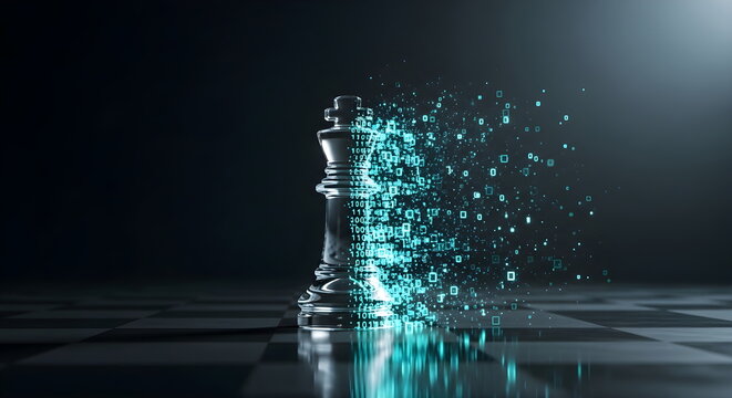 Digital transformation and artificial intelligence strategy concept with chess piece