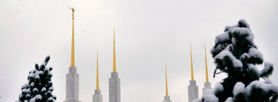 Washington DC LDS Mormon Latter Day Saint Temple in the winter w
