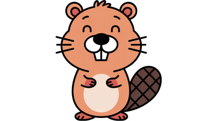 A cheerful cartoon beaver sitting upright with its front paws resting on its chest Vector © MOHAMMAD SALIM 
