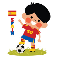 Cartoon Spanish Kid Playing Football © yusufdemirci