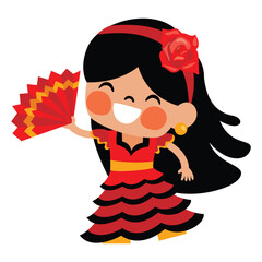 Traditional Spanish Girl Holding Fan © yusufdemirci