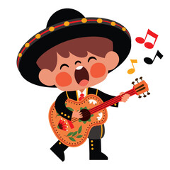 Cartoon Spanish Kid Playing Guitar © yusufdemirci