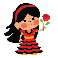 Traditional Spanish Girl Holding Rose © yusufdemirci