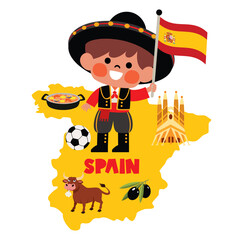Spanish Kid On Spain Map © yusufdemirci