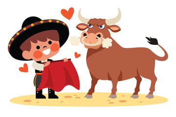 Stop Bullfighting Concept Cartoon Illustration © yusufdemirci