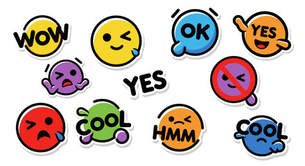 Obraz premium Fun Emoticon Stickers: Expressive Faces for Messages and Social Media