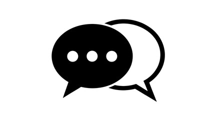 Fototapeta premium Black and white chat bubbles icon for communication and dialogue symbolizing conversation and messaging on digital platforms and social media