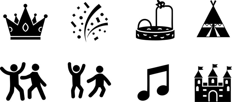 Black party festival event icon music and dance silhouette