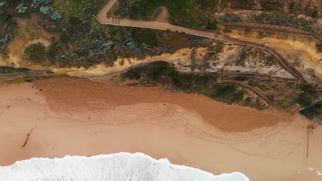 Twelve Apostles coastline aerial view from Gibson Steps parking