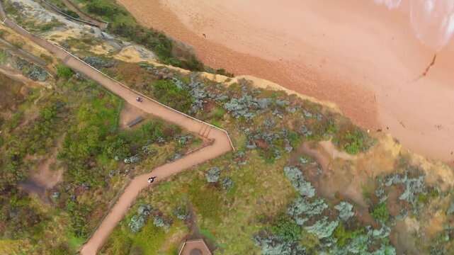 Twelve Apostles coastline aerial view from Gibson Steps parking