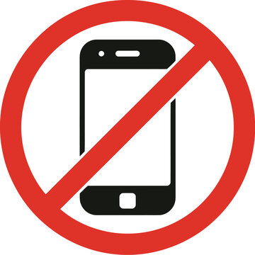 No mobile phone sign prohibition smartphone ban symbol safety restriction icon vector illustration isolated