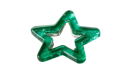 Green polished star shaped gemstone, displaying swirling patterns and reflective surfaces © Eva