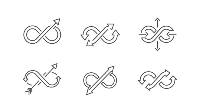 Infinity Loop Arrow Symbols Set for Continuous Process and Development Concepts