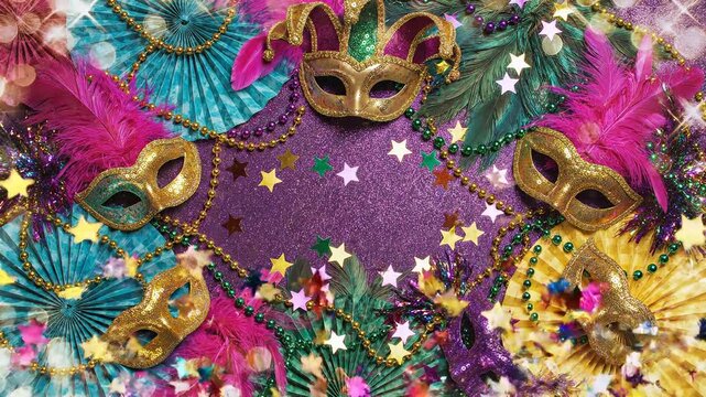 Mardi Gras colorful mask and decorations.