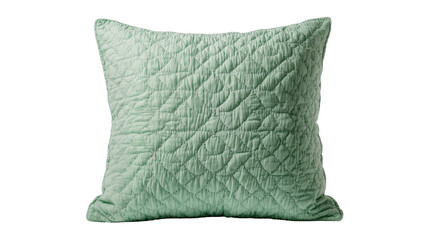 Fototapeta premium Soft quilted square pillow, displaying subtle green hue and stitched diamond pattern