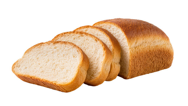 Sliced crusty loaf bread, golden brown surface with soft crumb texture