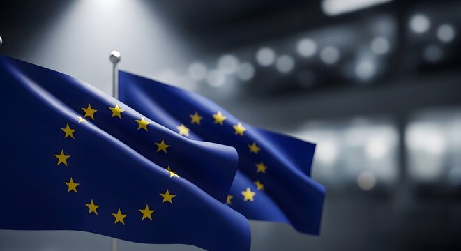 Small European Union Flag on Black Background