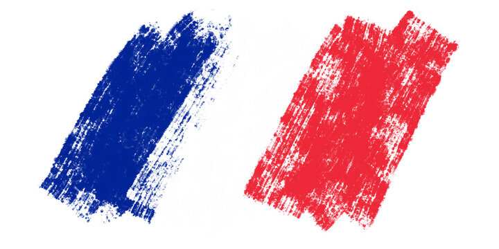 Flag of France created with brush stokes. France flag isolated on transparent background.
