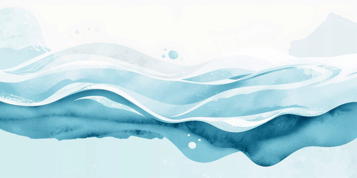 An abstract blue design featuring a clean ocean wave pattern and a light sky with clouds creating a liquid motion texture wallpaper