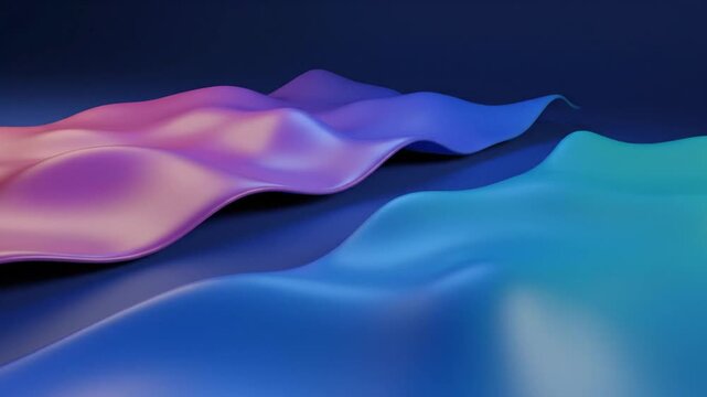 Abstract blue and pink 3D flowing waves background