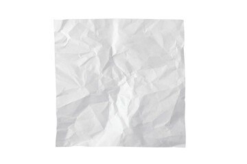 Isolated crumpled sheet of white paper with realistic creases and folds on transparent background, perfect for design and creative backgrounds.