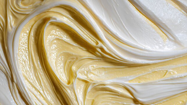A close up macro shot of custard texture highlighting smooth creamy consistency