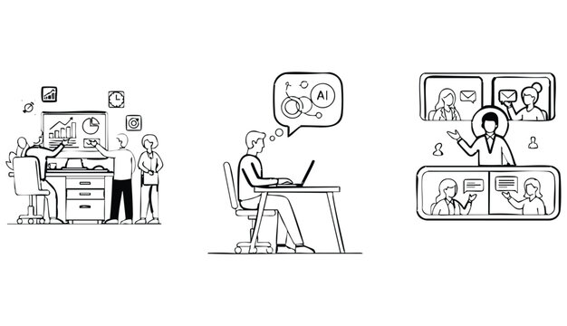 AI, AR Enhancing Remote Work Efficiency abstract concept vector 