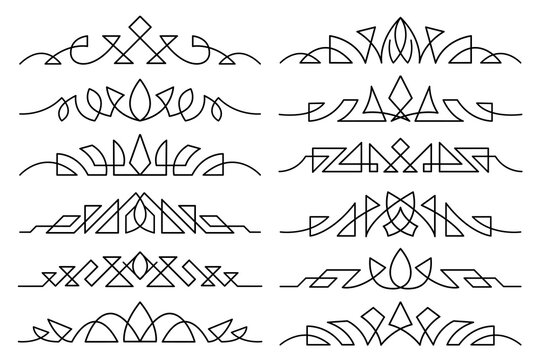 Elegant vintage ornamental decorative design elements, abstract line art ornaments