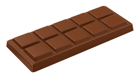 Fototapeta premium Milk Chocolate Bar with Squares Isolated on White Background