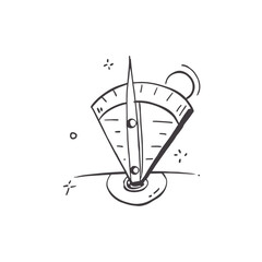 Fototapeta premium Hand-drawn sundial with sun and sparkles, ancient timekeeping device, outdoor measurement