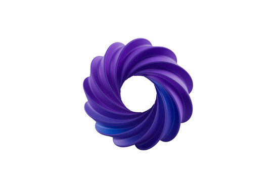 Abstract purple torus shape spiraling on transparent background