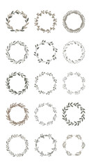 Obraz premium Decorative wreath set collection on black background