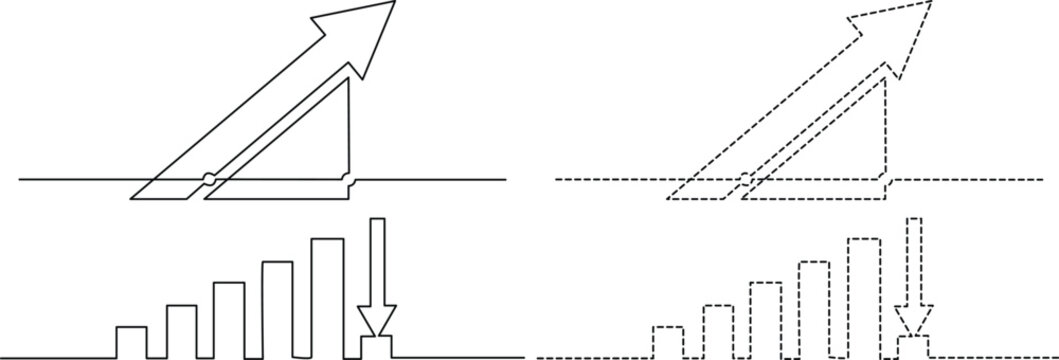 Visual representation of velocity-time graphs and corresponding histograms with directional changes Vector
