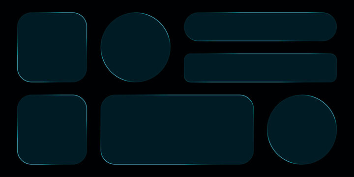 Neon glowing frames, green night banners, light effect, bright illuminated borders. Rounded rectangles are design elements