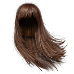 Fototapeta premium 3D rendered female straight hair with bangs, isolated on a transparent background