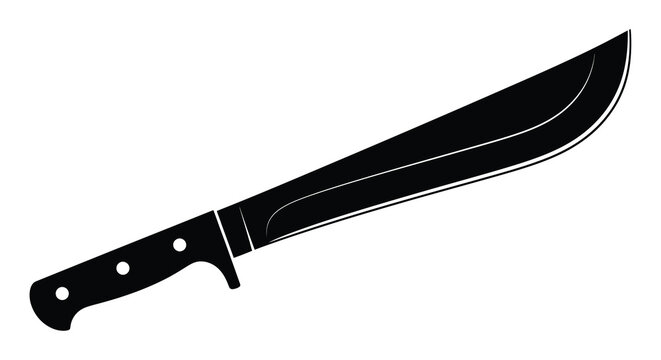 A black machete displayed in a stark dramatic silhouette