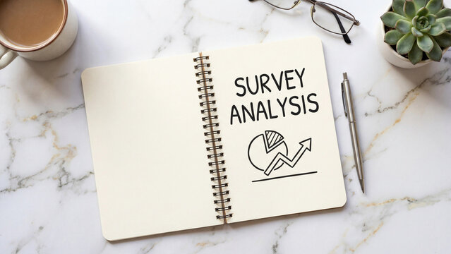 Survey analysis concept representing research data interpretation respondent insight collection quantitative measurement and feedback driven business improvement for market research