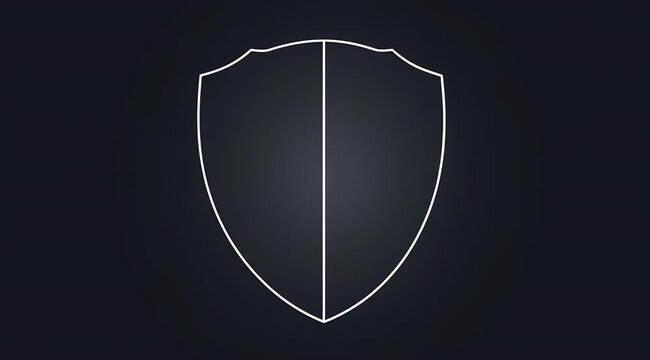 Animated Shield Outline on Dark Background with Subtle Lighting Effects.