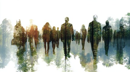 people woodland background with blured nature background