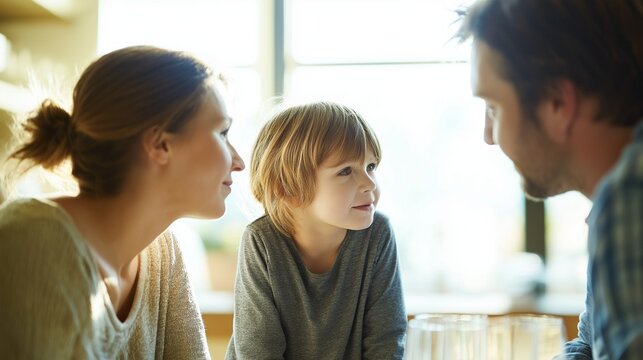 Parents exchanging a proud glance while watching their child on a warm day