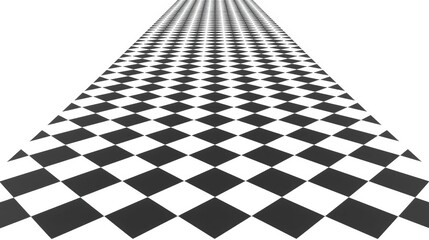 Naklejka premium Checkered racing background, black and white perspective, speeding road texture, dynamic geometric pattern