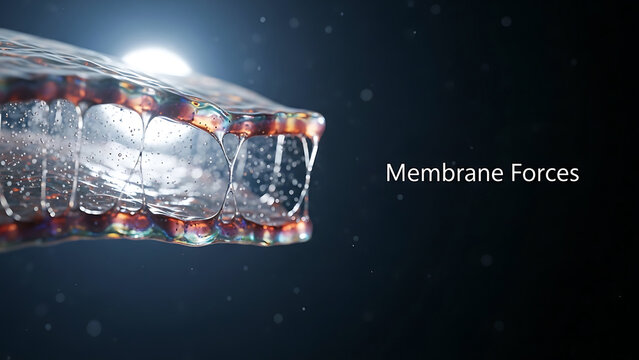 Cell membrane forces and structures in biology and chemistry  closeup of a semitransparent cell wall