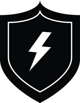 Shield and Lightning Bolt Icon Set. Shield with flash and power symbol. Cybersecurity and fast protection symbols. Electric shield and rapid defense icons
