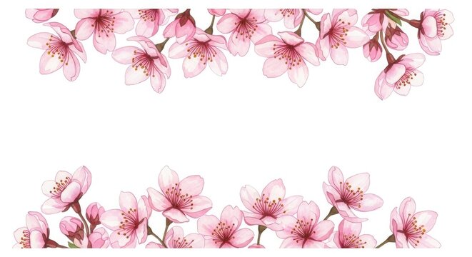 Watercolor cherry blossoms border on white background mother's day background wallpaper poster banner download 2026 2027