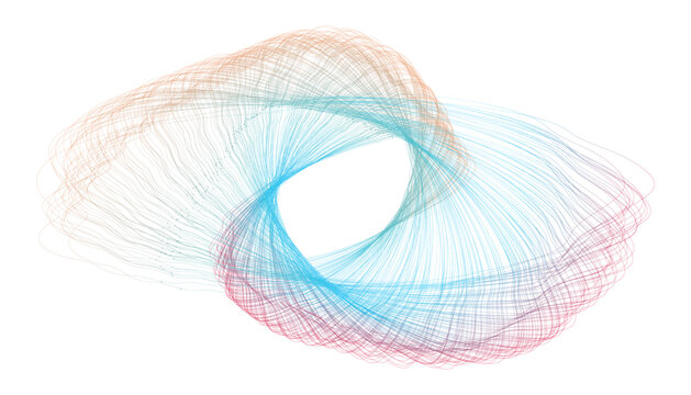 Abstract colorful interwoven lines on transparent background vector design